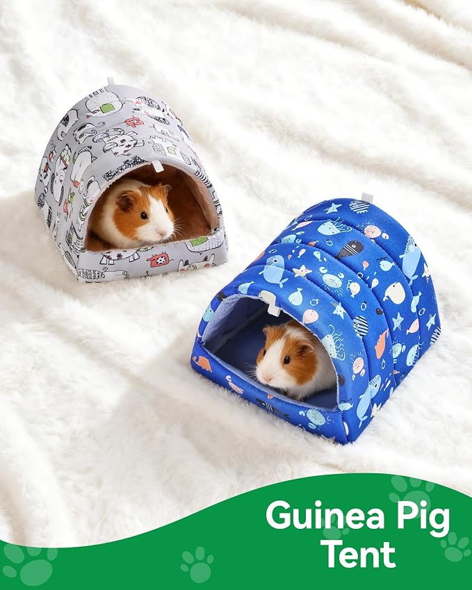 2 PCS Guinea Pig Hideout Guinea Pig House Guinea Pig Bed, Washable Hamster House Small Animal Cage Accessories for Mouse Chinchillas Hamsters Hedgehogs Ferrets Bearded Dragons and Rats