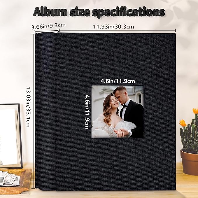 Photo Album 4x6 with 1000 Pockets,Slip-in Picture Albums,Linen Cover Memory Book with Front Window,White Page Vertical Photo Book for Wedding,Family,Anniversare,Baby,Vacation