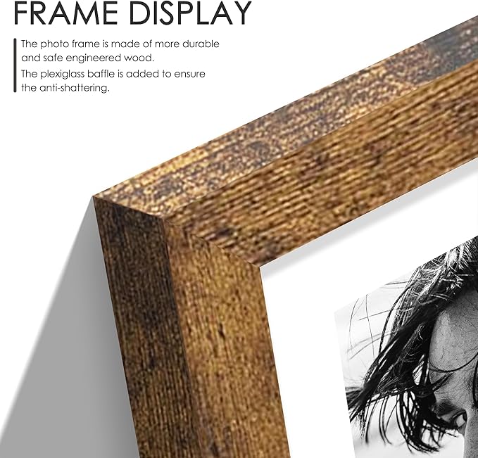 12x19 Double Picture Frame 8x10 Displays Two 8x10 inch Photos Collage Available Horizontal Wall Mounting Display and Vertical Brown
