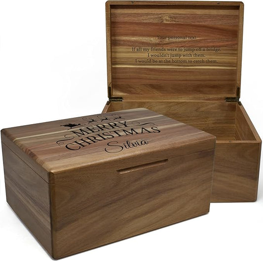 Christmas Eve Box Personalized - Xmas Gift Boxes for Gifts - North Pole Delivery Box - Christmas Tree Present Boxes Customized - Large Santa Storage Chest - Reusable Holiday Decor 11.5 x 8.5 x 5.5 in