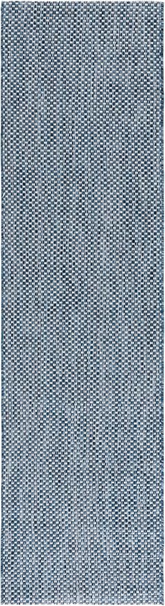 SAFAVIEH Courtyard Collection 2'3" x 22' Navy/Grey CY8521 Indoor/ Outside Waterproof Easy cleansingPatio Backyard Mudroom Runner Mat