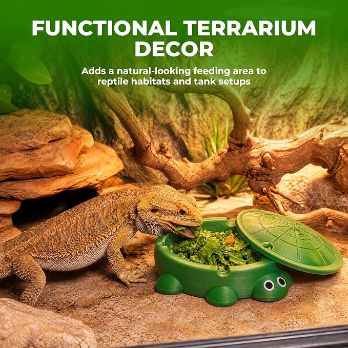 Bearded Dragon Food Bowl Tank Turtle Reptile Dig Box for Feeding Enrichment Terrarium Decor Habitat for Small Animal Reptiles Lizard Turtle Squirrel Ferret (Pink)