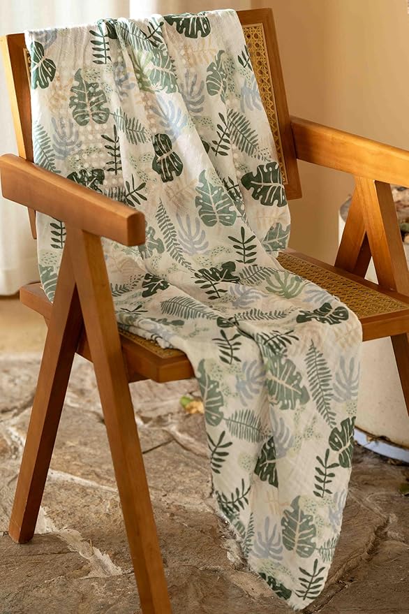 Muslin Swaddle Blankets for Newborn, 4 Pack Organic Cotton Baby Blankets Neutral, Large 31.5 x 43.3 Breathable Soft Receiving Blanket, Essentials Swaddle Wrap Burping Clothes, Sage Green