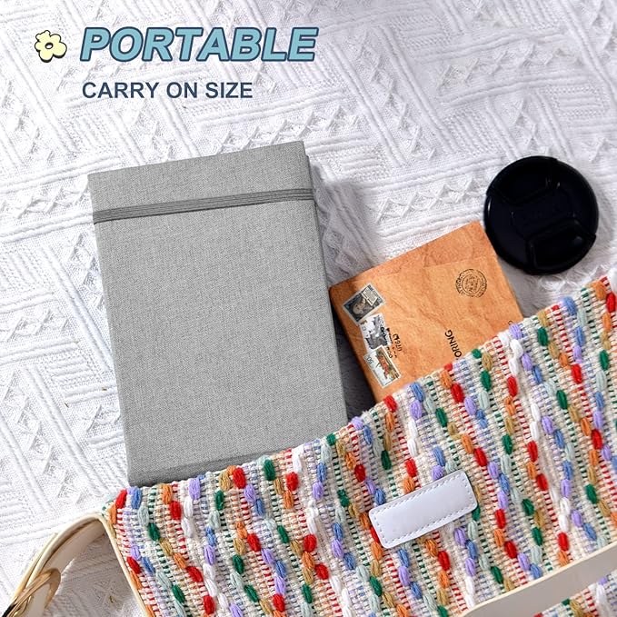 2PACK 4x6 Photo Album, 4x6 100 Pockets Linen Cover Photobook Small Capacity Pictures Book Easy to Classify and Portable for Wedding Family Baby Vacation (Grey)