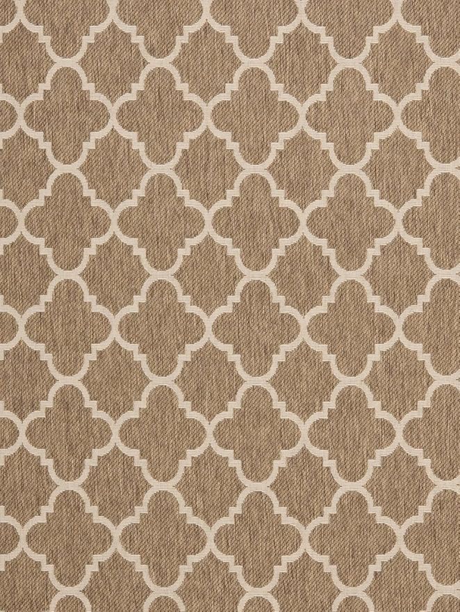 SAFAVIEH Washable Rug Outdoor Courtyard Collection - 9' x 12', Brown & Bone, Non-Shedding & Easy Cleaning, Ideal for Patio, Backyard, Mudroom (CY6918-242)