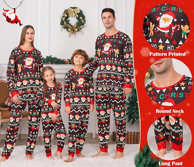 ANGELGGH Matching Christmas Pajamas for Family, Cute Vacation PJs Sets for Couples/Women/Men, Xmas 2 Piece Jammies Sleepwear