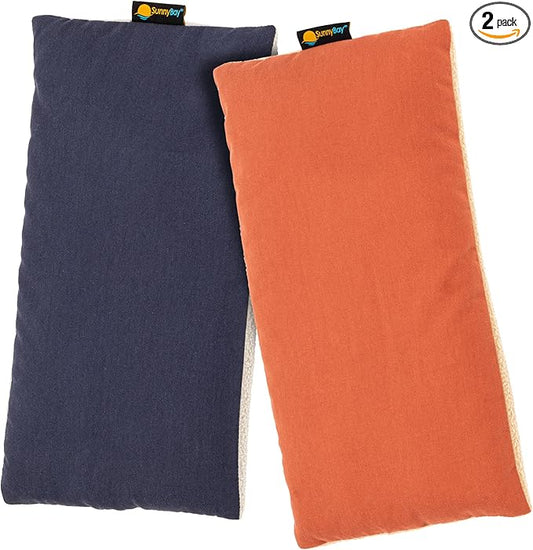 SunnyBay Small Microwave Heating Pad, Microwavable Versatile Cold/Heated Neck and Shoulder Wrap for Back Pain and More, Moist Heat Cotton-Fleece Pad, 6x11 Inches, Navy Blue and Persimmon, Pack of 2