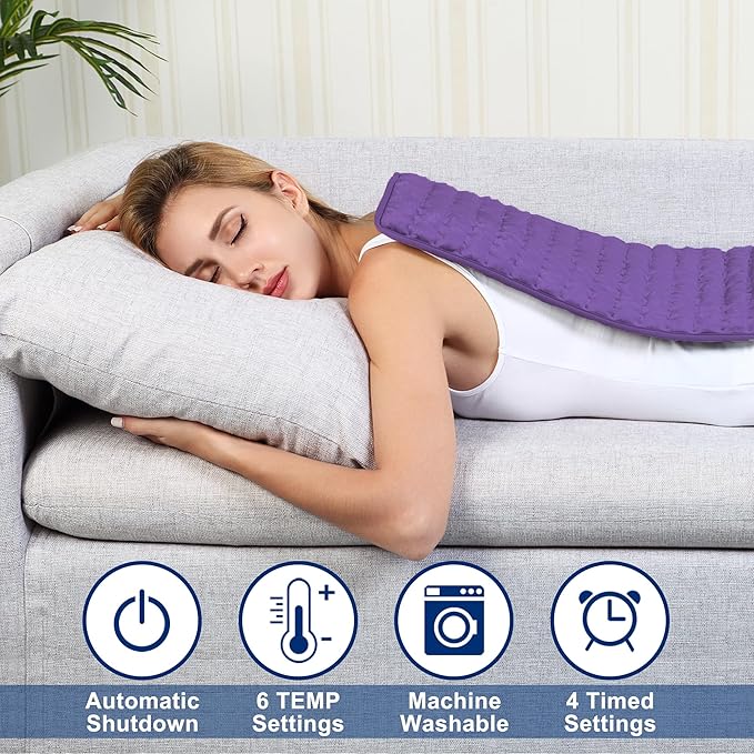 24"X20" Electric Heating pad with 6 Heat Settings, Auto Shut Off, Dry Electric Heating for Back Neck Knee Arms Legs Shoulder Heat Pads for Christmas Birthday Father's Day Mother's Day (Dark Purple)