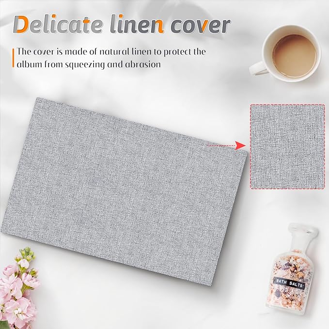 Popotop Photo Album 4x6 48 Pockets for Wedding Gifts,Linen Hardcover Picture Albums for Family Anniversary Baby Vacation Pictures