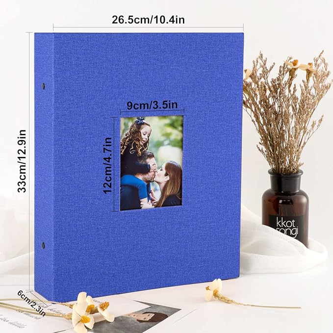 Ywlake Photo Album 4x6 400 Pockets, Linen Photo Albums Holds 400 Vertical Pictures Only Blue