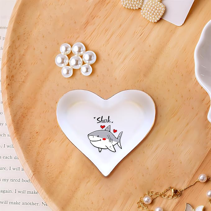 Shark Ring Holder Dish Tray, Gifts For Women Teens Girls, Shark Lovers Themed Stuff Accessories Things Decor Merch, Home Room Ring Earrings Necklace Organizer Holder!