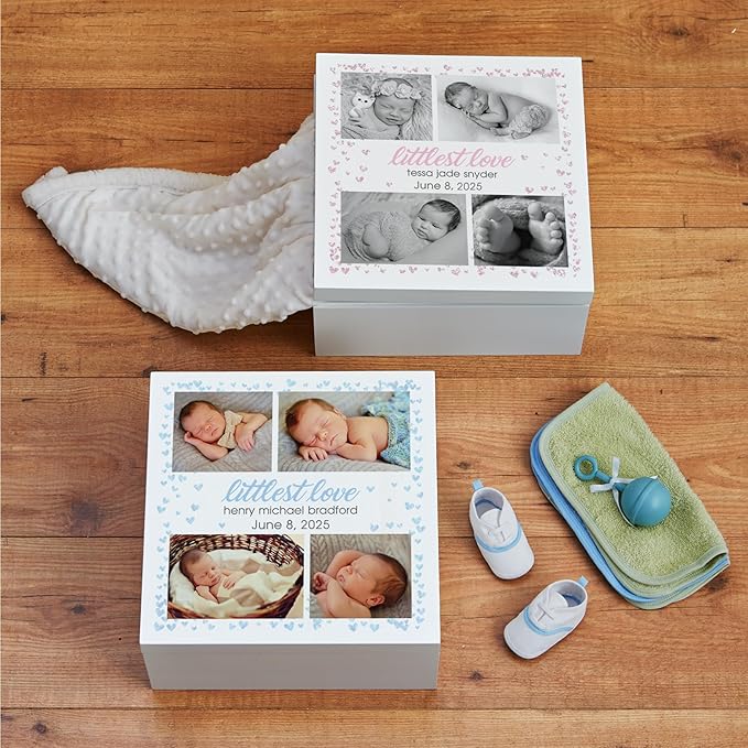 Let's Make Memories Personalized Keepsake Box for New Baby - Memento Storage - Memories Box -Nursery Décor - Pink - 12”Lx12”Wx6”H - Littlest Love