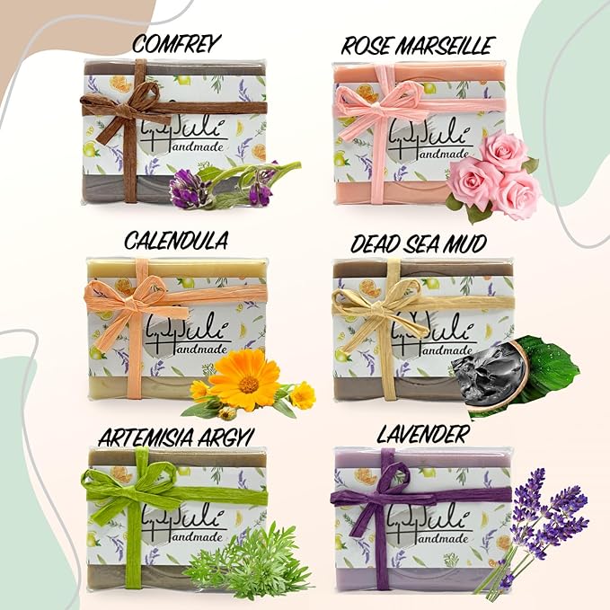 Natural Handemade Bar Soap for Men and Women with Essential oils, Scented Bar Soaps for Bath, Fragrance Gift Set (Pack of 3) Dead Sea Mud
