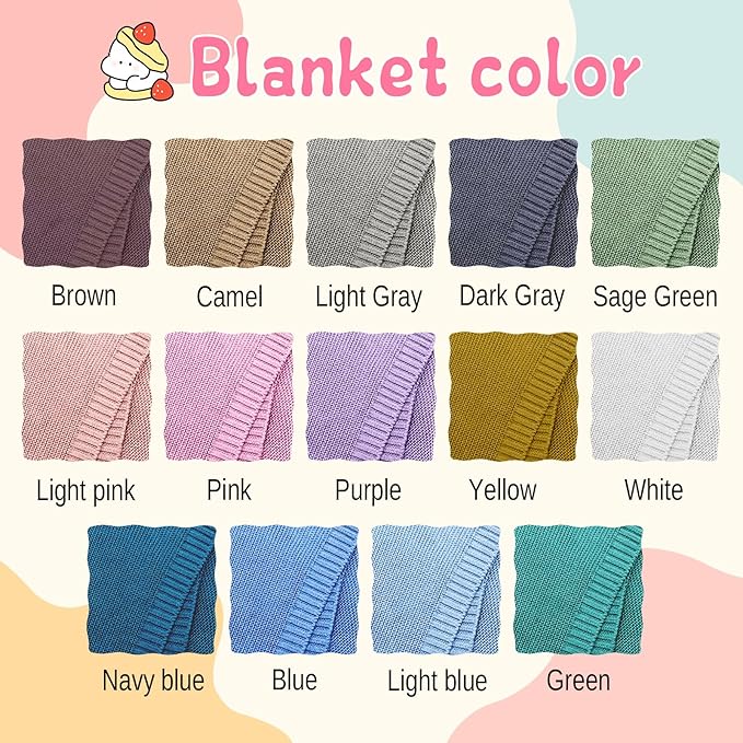 Personalized Baby Blanket with Name - Custom Embroidered Knitted Swaddle Receiving Blanket, 30x40 Inch, Soft Organic Cotton, Unique for Newborn, Birthday, Christmas