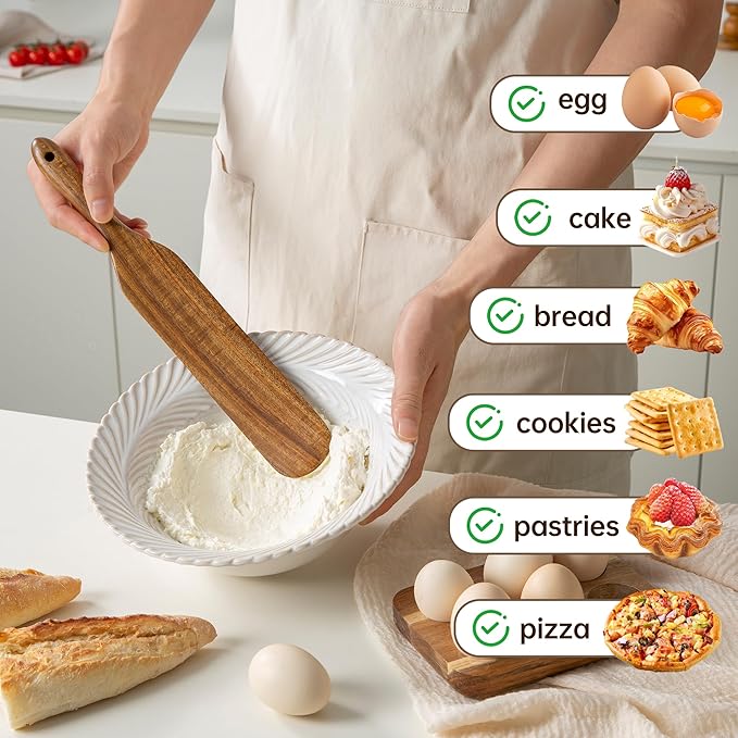 18 PCS Acacia Wooden Spoons for Cooking - Heat-Resistant, Comfort Grip,Easy to Clean, Non-stick Friendly - Kitchen Utensil Set with Holder, Spoon Rest & 6 Hooks, Ideal for Gifting