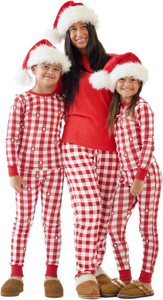 JAMIE Matching Family Jammies Holiday Pajamas 100% Organic Cotton PJs Adults, Kids, Toddlers, Baby, Pets
