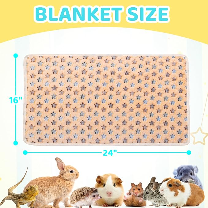 CUSOZWO Guinea Pig Bedding Mat 6 Pack, Soft Fleece Small Pet Blankets | Washable Small Animal Cage Liners Sleep Mat Accessories for Rat, Rabbit, Hamster, Hedgehog (16x24in)