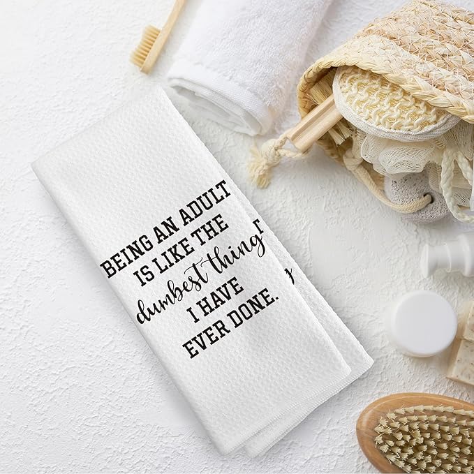Funny Adult Humor Kitchen Towels Dish Towel Dishcloth 16x24 Inches, Humorous Gifts for Women Men, Funny Dish Towels with Sayings Decorative Absorbent Hand Tea Towels for Kitchen Bathroom Decor