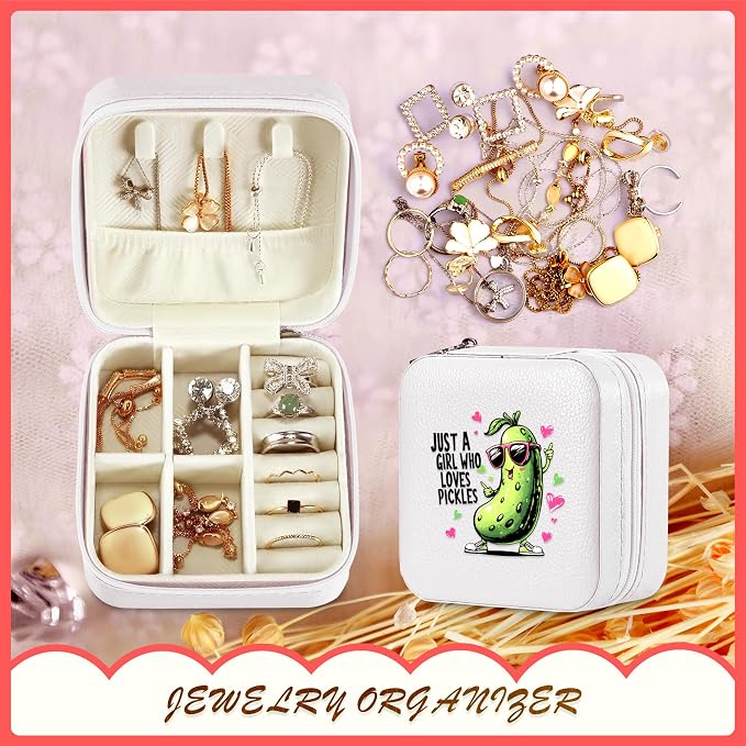 Pickle Jewelry Box, Gifts For Kids Teens Girls, Pickle Lovers Stuff Items Accessories Things Merchandise Decor Merch, Travel Ring Earrings Necklace Organizer Holder!