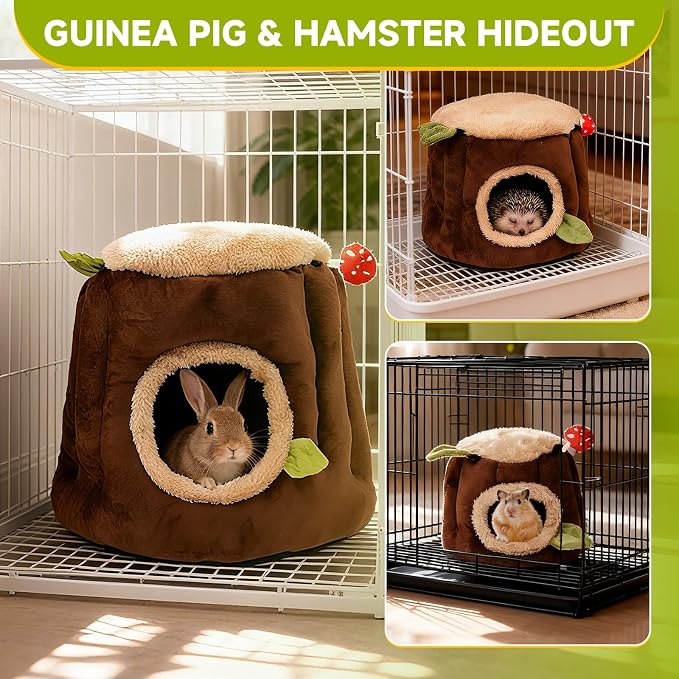 LYART Guinea Pig Hamster Bedding or Hideout for Mouse Mice Rat Ferret Bunny Fluff Bedding Bed House Cage Accessories, Dwarf Rabbits Hedgehog Bearded Dragon Warm Bedding Winter Nest Cave, Washable(2.L)