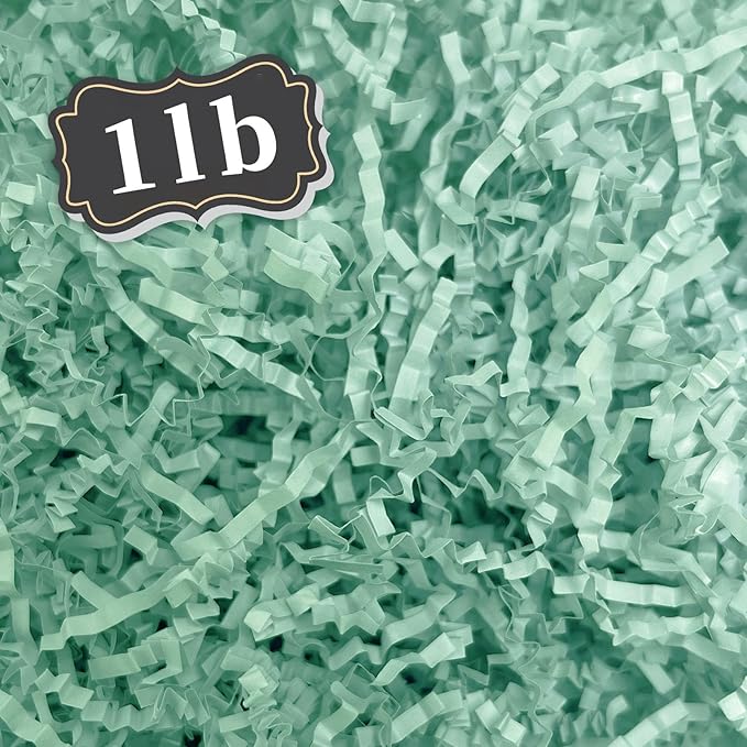 ZEBMOON 1 LB Light Blue Crinkle Cut Paper Shred Filler Great for Gift Wrapping, Basket Filling, Birthday, Wedding, Halloween, Thanksgiving, Christmas Day, New Year Party Decorations Filling Supplies