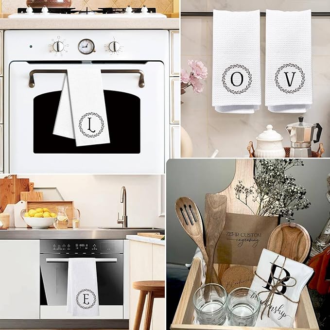 Monogrammed Hand Towels Name Ini-tial Letter T Kitchen Towels,Personalized Gifts for Women Wife Mom,Monogram Dish Towel Decorative Tea Towel 17x23 Inch,for Kitchen Bathroom
