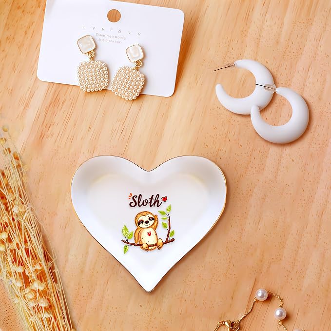 Sloth Ring Holder Dish Tray, Gifts For Women Teens Girls, Sloth Lovers Themed Stuff Accessories Things Decor Merch, Home Room Ring Earrings Necklace Organizer Holder!
