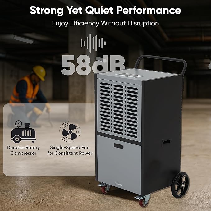190 Pints Commercial Dehumidifier for Basements & Industrial Spaces – Built-In Pump, Drain Hose, Continuous Operation, 2-Speed Fan, 15000 Sq Ft Coverage