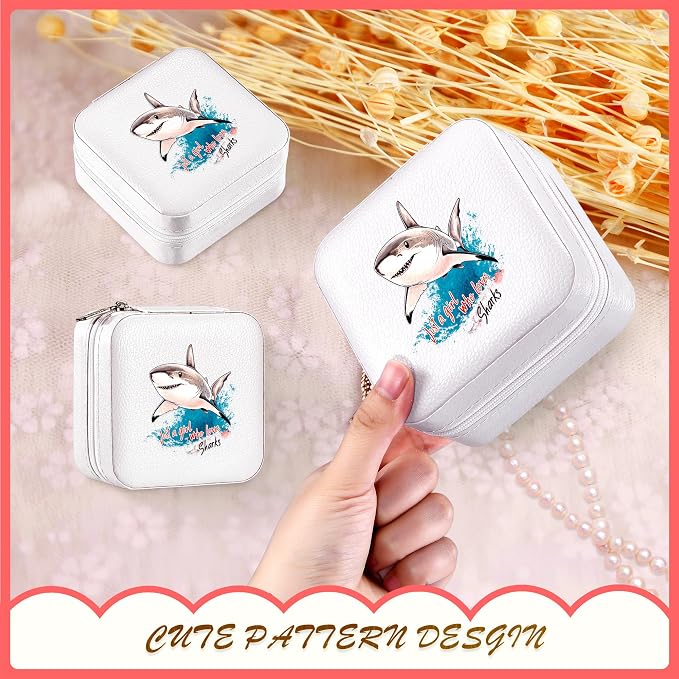 Shark Jewelry Box, Gifts For Kids Teens Girls, Shark Lovers Stuff Items Accessories Things Merchandise Decor Merch, Travel Ring Earrings Necklace Organizer Holder!