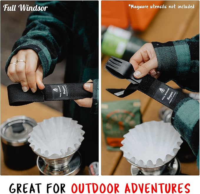Full Windsor Magware Single Set Pouch - Travel & Camping Utensils Pouch - Reusable, Foldable, Portable, Pocket-Sized Cutlery Set Case for Fork, Knife, Spoon, Chopsticks - For Lunch Box Silverware Set