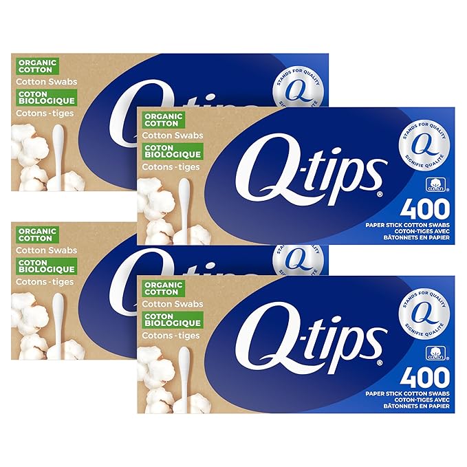 Q-tips Cotton Swabs Organic Swab Ultimate Home and Beauty Tool Made from Organic Cotton, 400 Count (4 Pack) 1600 total swabs