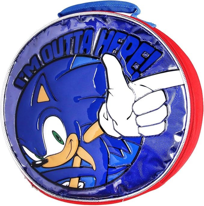 AI ACCESSORY INNOVATIONS Sonic The Hedgehog Backpack 16" Fast Molded Lunch Box Cinch Bag 5PC Set
