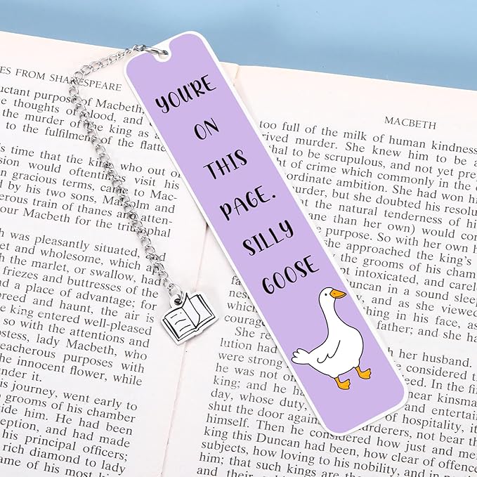 Goose Bookmark for Women Gifts for Her Him, Cute Bookmarks for Book Lovers Bookish Funny Gifts Metal Bookmark for Bookworm Bookmate Book Reading Accessories for Book Club Birthday Christmas Valentines