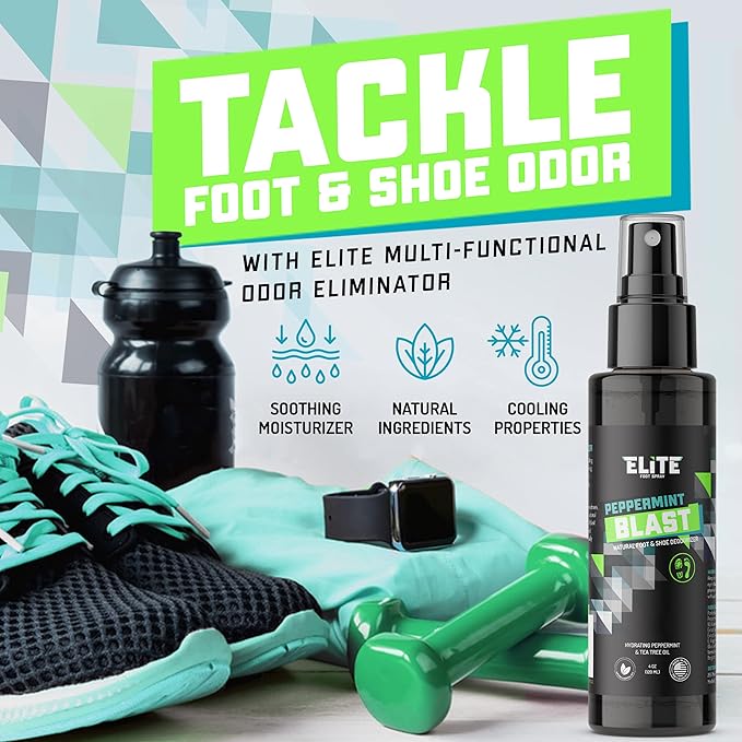 Elite Sportz Shoe Deodorizer - 4 oz Foot Spray and Shoe Odor Eliminator - No More Smelly Shoes or Stinky Feet with our Peppermint Shoe Freshener - Small Gift for Men & Women