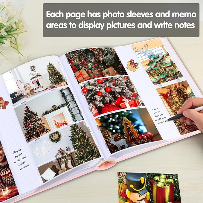 Photo Album 4x6 600 Photos with Writing Space,4 x 6 Photo Book Linen Cover with Front Window, 4x6 Picture Album 600 Photos Photo Album Book for Wedding Kids Travel Family Baby Pictures (Pink)