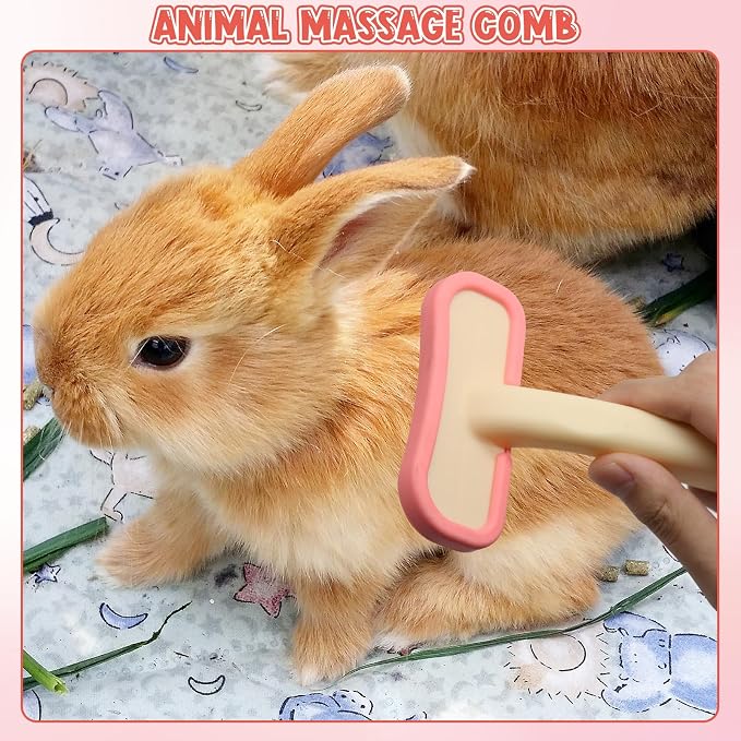 Rabbit Brush, Soft Silicone Small Animal Massage Comb, Practical Bunny Brush for Grooming, Bunny Grooming Kit Supplies Suitable for Cats Puppies & Other Pets