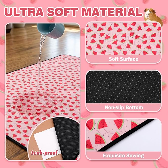 2 PCS Guinea Pig Cage Liner, Reusable Waterproof Guinea Pig Liner, Washable Small Animals Bedding, Super Absorbent Pet Pee Pads Guinea Pig Mats, Rabbit Mats for Cages (12 * 24 inch)