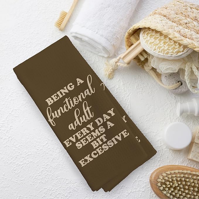 Funny Sarcastic Adult Brown Dish Towels 16x24 Inches, Decorative Absorbent Hand Tea Kitchen Bathroom Towels