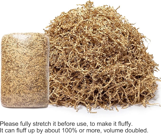 Mefleet 1/2 LB Crinkle Cut Paper Shred Filler 8 oz Brown Crinkle Shredded Paper for Gift Box - Gift Basket Bag Filler - Grass Cushion Stuffing for Easter, Mother's day, Birthday Packaging Wrapping