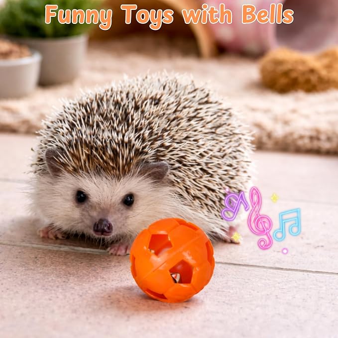 Hedgehog Cage Accessories Hideout Tunnel Small Animal, Tunnel and Bell Balls Toy set, Hedgehog Hideout with 2 pcs Toys, Small Animal Tubes for Hamster Guinea Pig Squirrel, Hedgehogs Accessories (Pink)