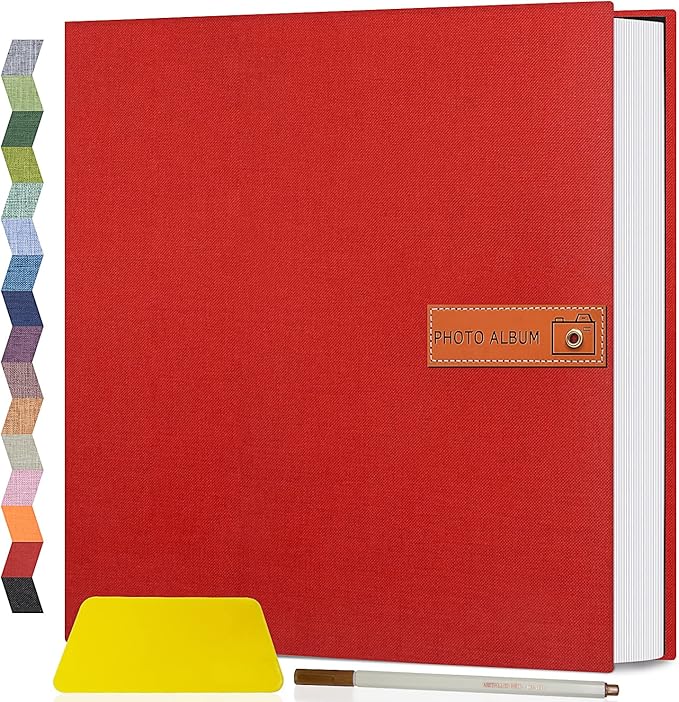 Popotop Large Photo Album Self Adhesive 4x6 5x7 8x10 Scrapbook Album DIY Picture Book,Gifts for Mom,Family Baby and Wedding,with Metal Pen and Plastic Board