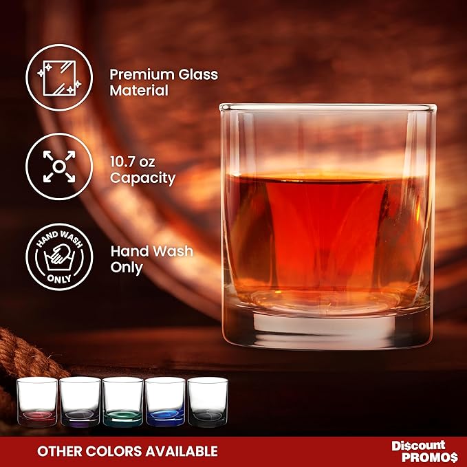 DISCOUNT PROMOS Lexington Rocks Whiskey Glass 10.5 oz, Set of 12, Bulk Pack - Perfect for Scotch, Bourbon, Whiskey, Cocktail - Clear