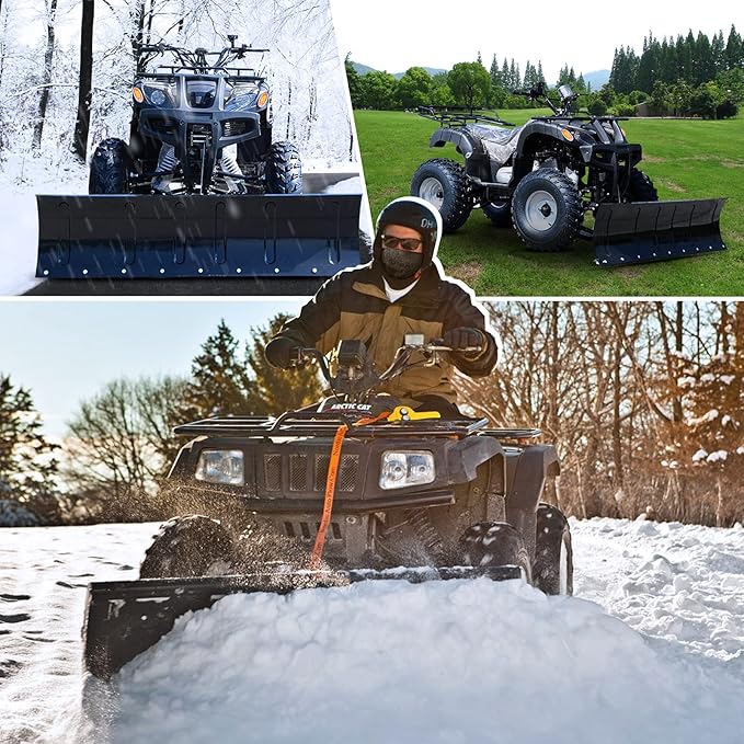 DING.PAI Universal Snow Plow Kit Heavy Duty Steel Square Push Snow Blade Adjustable for Pickup Trucks UTV ATV Arctic Cat Access Honda Aeon Crossland 45 Inch
