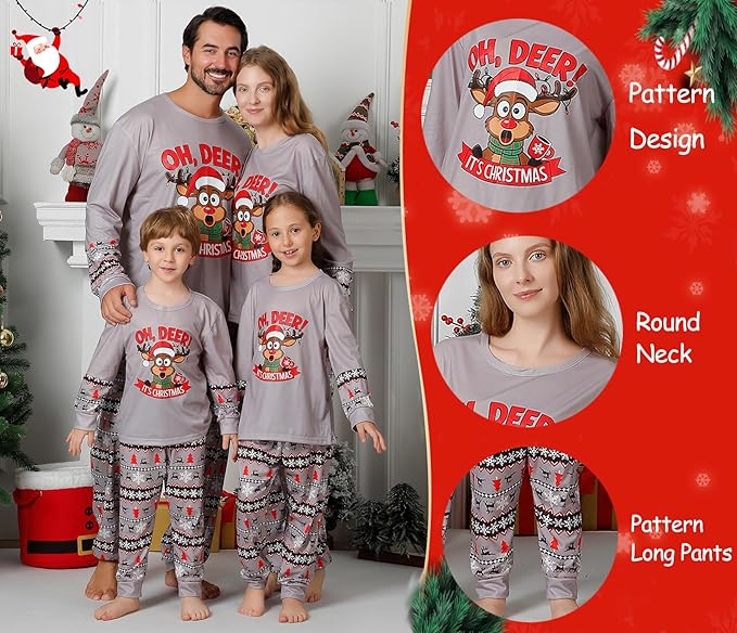 ANGELGGH Matching Christmas Pajamas for Family, Cute Vacation PJs Sets for Couples/Women/Men, Xmas 2 Piece Jammies Sleepwear