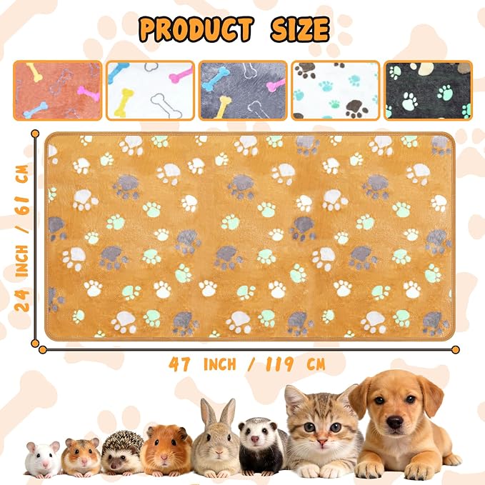 YedsIntu 6 Pcs Washable Guinea Pig Blankets Absorbent Small Animal Fleece Bedding Cage Liners Reusable Pet Pee Pad Sleep Mat Pad Cover for Hamster Ferret Rabbit Chinchilla Hedgehog (Grey, 24" x 47")