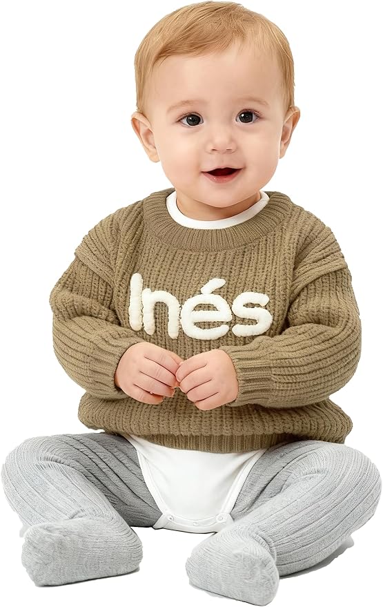 Personalized Knit Baby Boy Girl Sweater with Name Custom Pullover Sweatshirt Custom Baby Gifts