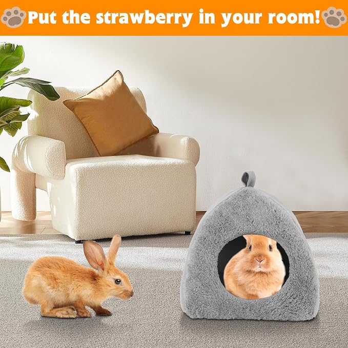 BWOGUE Guinea Pig Bed Hideout, Washable Hamster Cave for Small Animals | Removable Cushion for Cleaning, Warm Fleece Nest, Washable Bed, 10.23 x 10.23 x 11 in, Dwarf Rabbits Hedgehogs