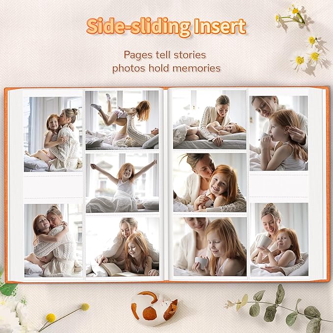 Photo Album 4x6 with 1000 Pockets,Slip-in Picture Albums,Linen Cover Memory Book with Front Window,White Page Vertical Photo Book for Wedding,Family,Anniversare,Baby,Vacation