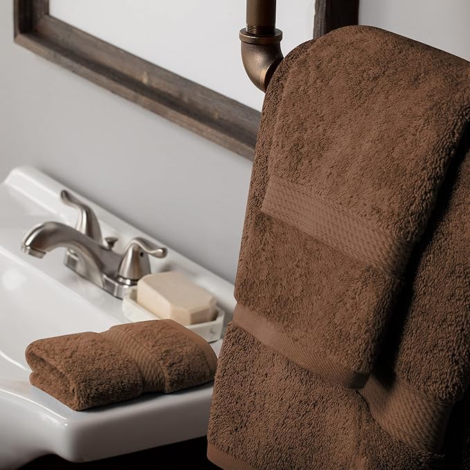 Buckingham Egyptian Cotton 3-Piece Towel Set, Washcloths, Hand Towels, Bath Towels, Chocolate