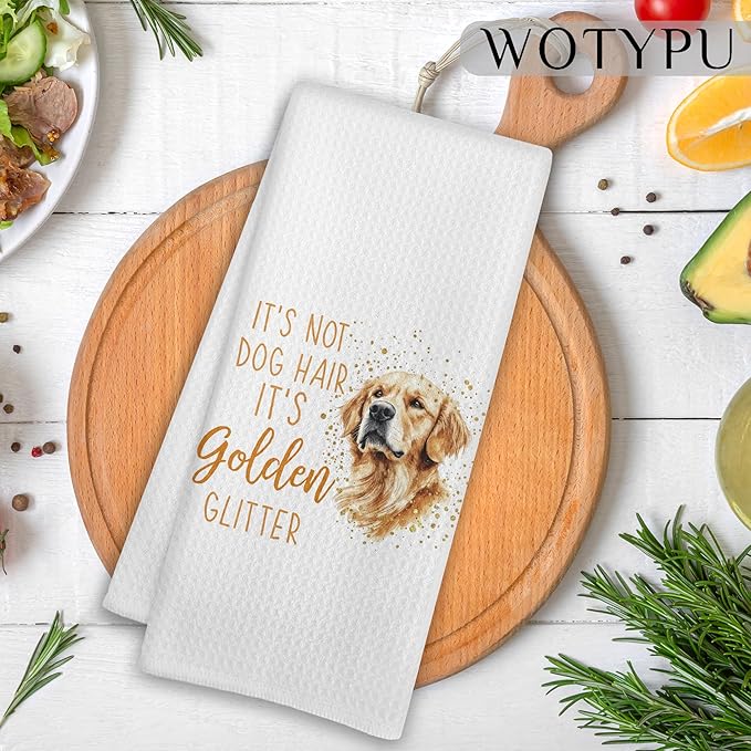 Funny Golden Retriever Gifts Kitchen Towels, Gifts for Golden Retriever Lovers, Dog Lovers Gifts Dish Tea Towels, It's Not Dog Hair Decorative Hand Towel for Bathroom, 16x24 Inch